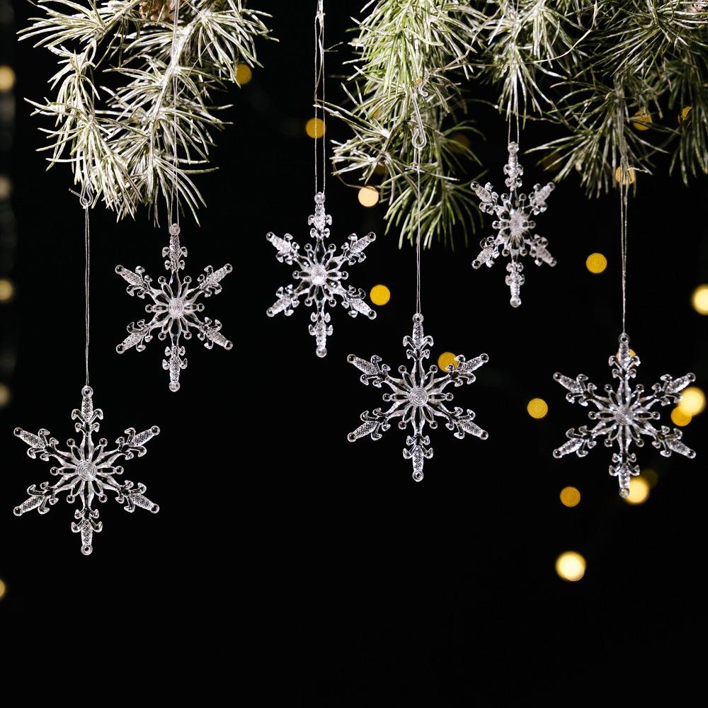 Прозрачный акриловый кулон-снежинка Акриловые украшения для рождественской елки Рождественская вечеринка