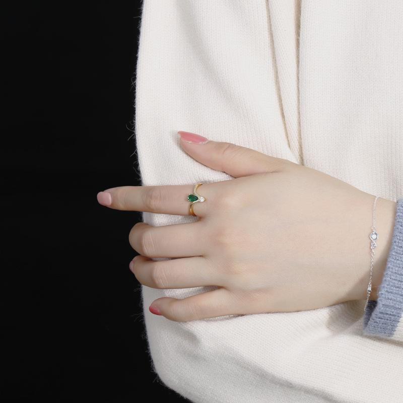 Banyan Tree S925 Silver Emerald Zircon Crown Ring, European & American Luxury Women's Jewelry.