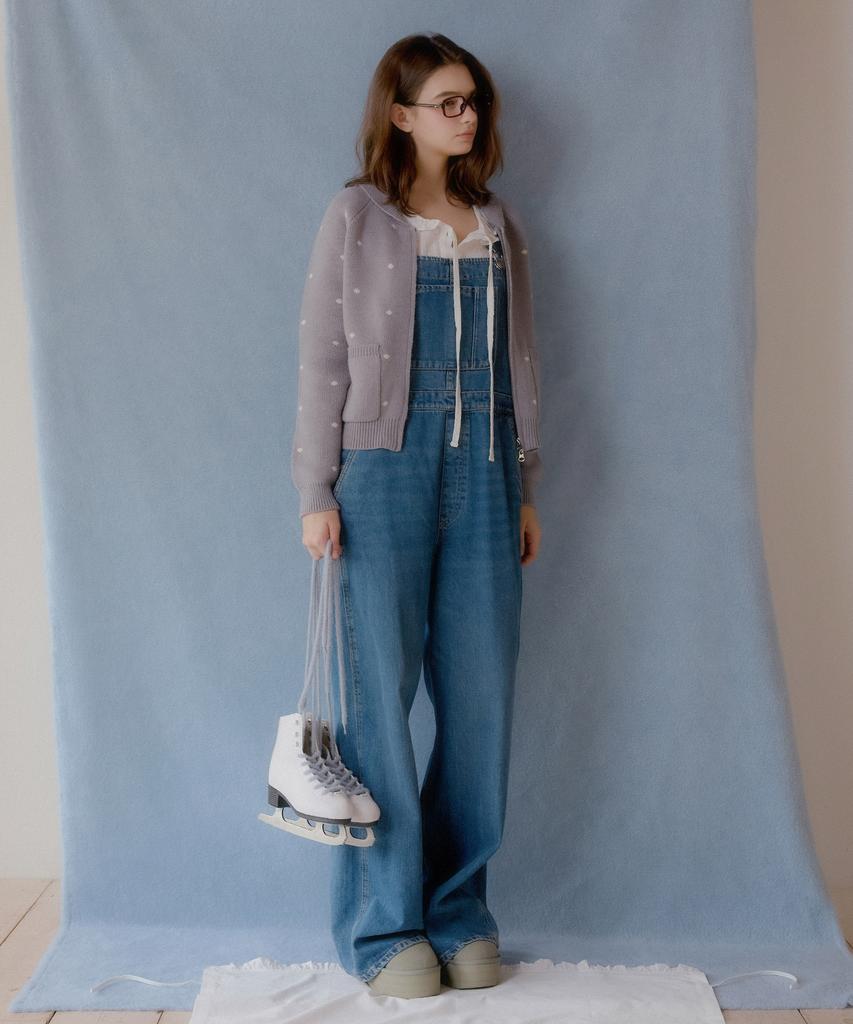 LETTER FROM MOON Dot Alpaca Wool Knit Zip-Up (Gray)