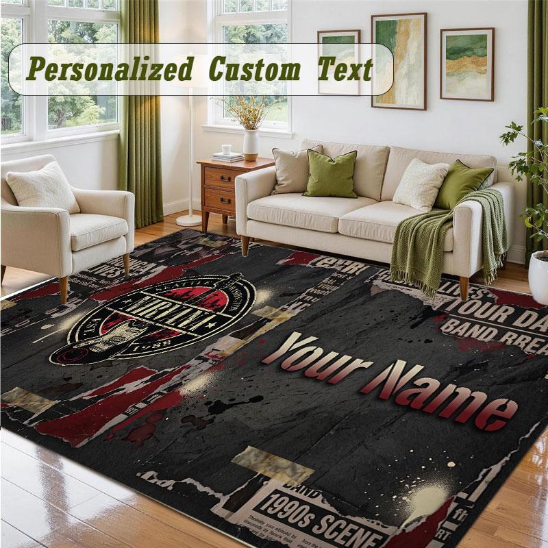 Crystal Velvet Square Rug Custom NameNirvana Pattern Non Slip Home Floor Decor Rug