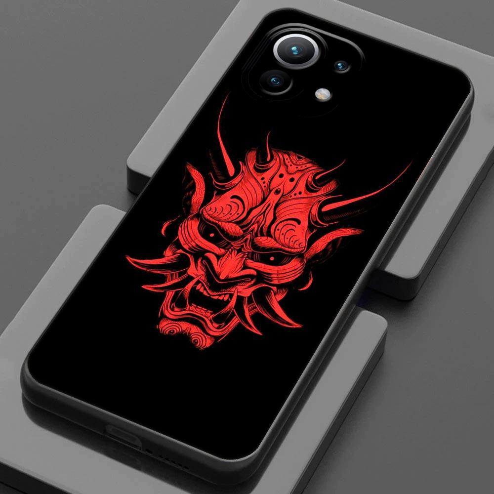 Чехол для телефона Xiaomi Mi 11 Lite 5G NE 11X 11T 12 Pro Poco F1 F3 X3 GT X4 NFC Pro, чехол самурайская маска Они, татуировка, дракон, искусство