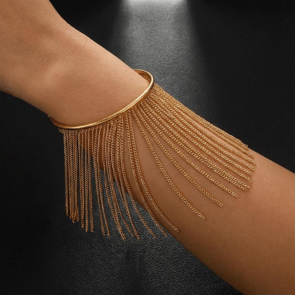 Adjustable Fringe Arm Cuff Bangle Zinc Zinc Alloy Open Upper Arm Chain Bracelet Tassels Armband  Girls
