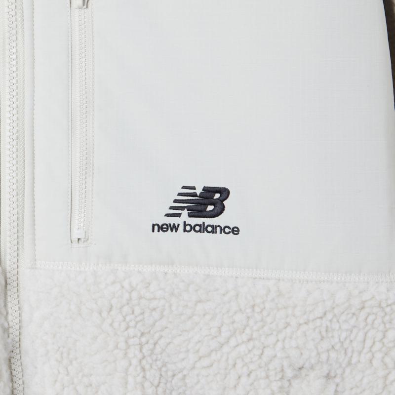 New Balance Бархатные куртки Унисекс Черный/Белый Воротник-стойка Умеренные MDA35013-BEI