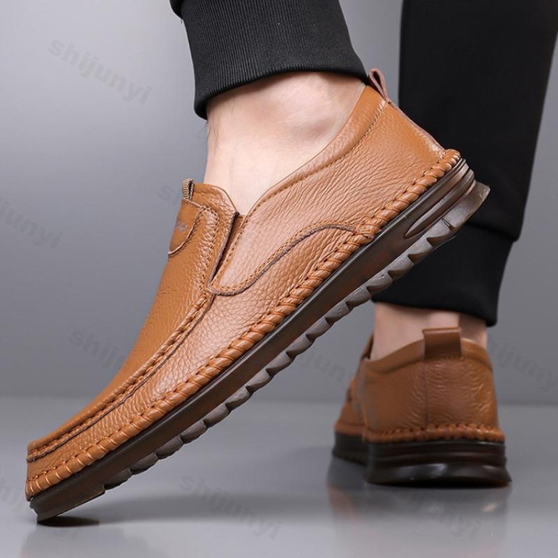 Модная осенняя мужская повседневная обувь для вождения, дизайнерские модные лоферы, однотонные, больших размеров, с мягкой подошвой, нескользящая обувь, удобная кожаная обувь