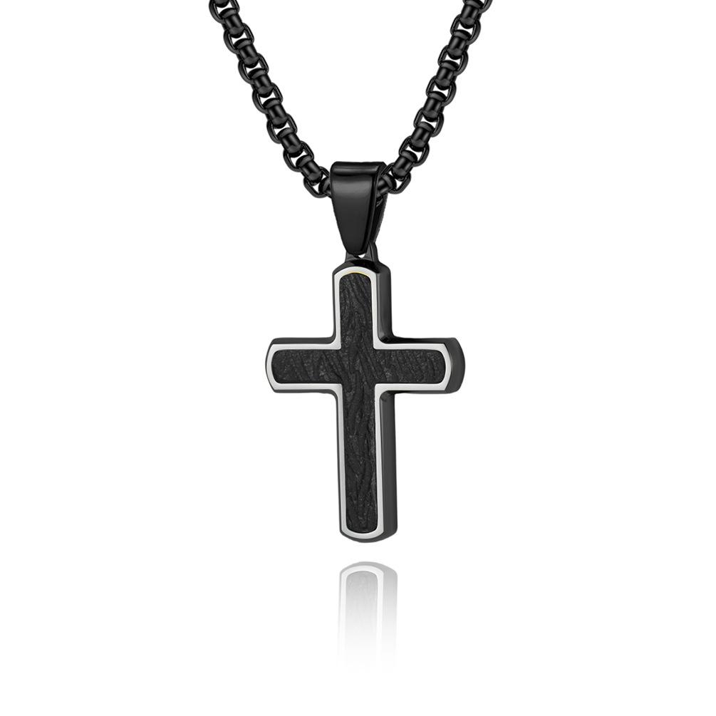 Simple Stamping Bark Series Electric Men's Cross Necklace Fashion Sweater Chain