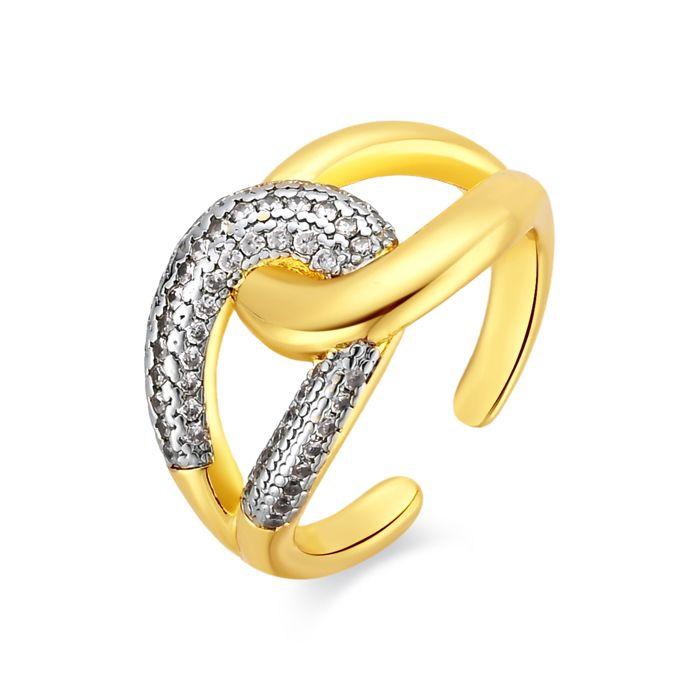 Bague - LUXENTER - Denan - alliage métallique - or jaune 18 carats - zircone 17 mm
