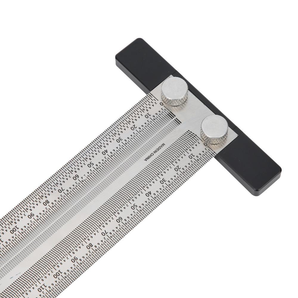 300mm Hole Ruler Stainless Steel Scribing Ruler Portable T-Rule Woodworking Measurement