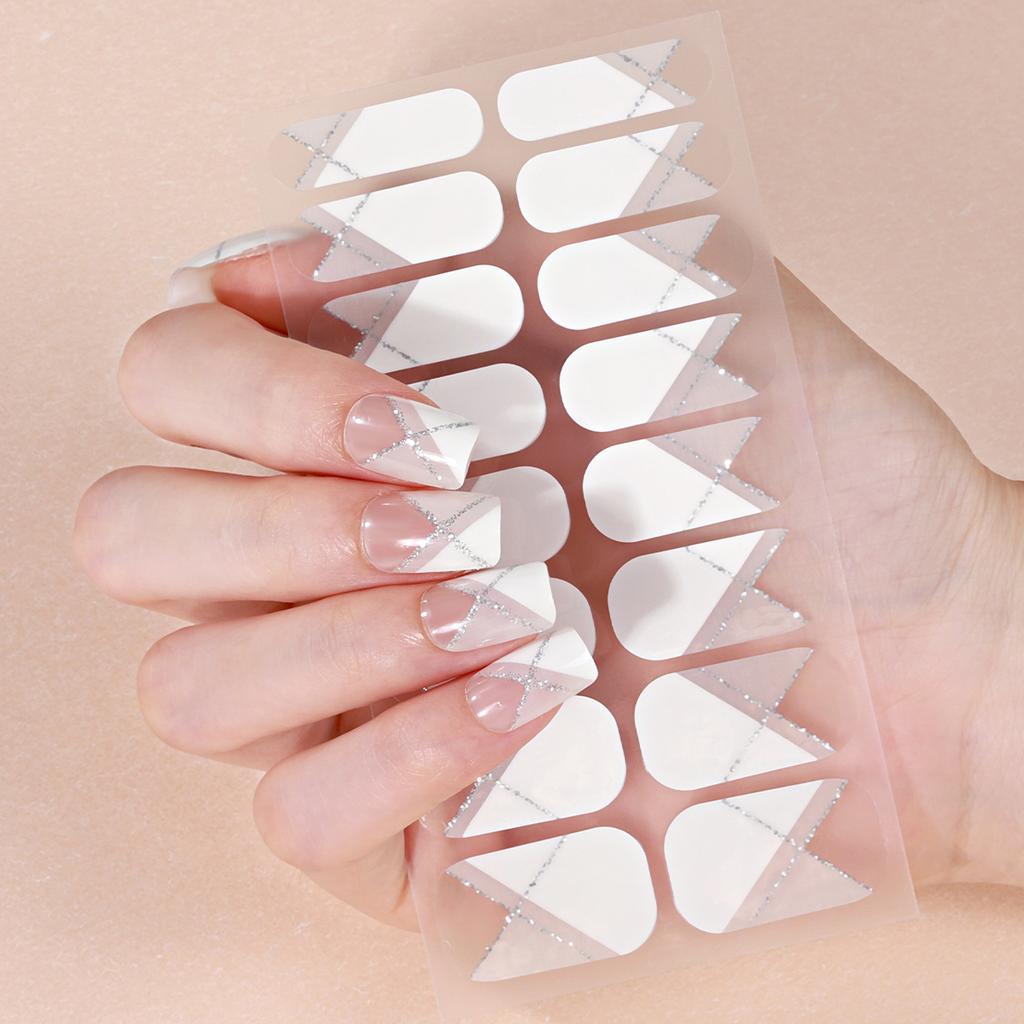 16 шт. DIY Наклейки для ногтей без сушки Французские полоски Клейкие полоски для ногтей Пластырь Слайдер Полное покрытие Декор для ногтей Наклейка