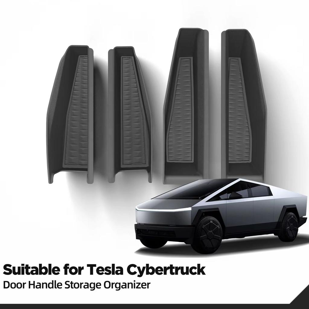 For Tesla Cybertruck 2024 2025 Car Door Handle Storage Box Front Rear Door Storage Tray Organizer ABS Car Accessories