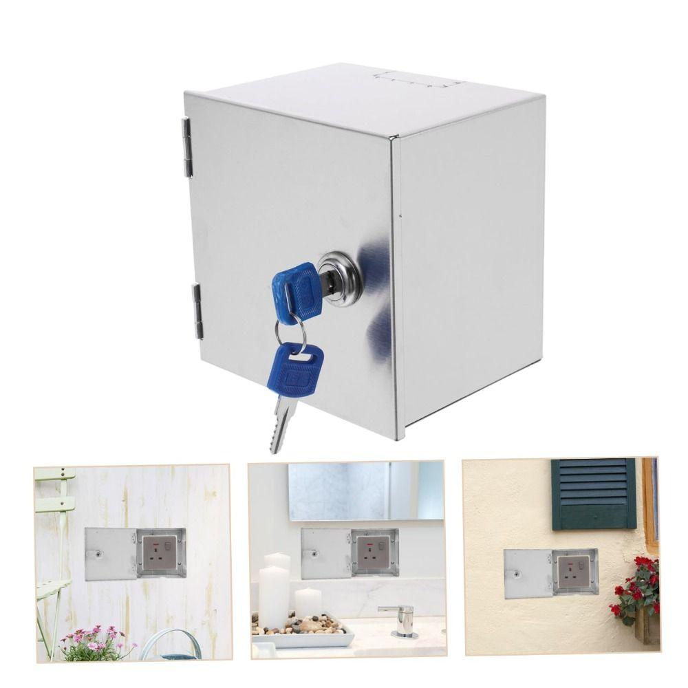 Stainless Steel Anti-Theft Socket Protection Box Heavy-Duty Heavy-Duty Security Box Outdoor Use