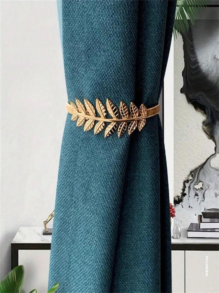 1 шт. Модная металлическая подхватка для штор - Дизайн пружины Алюминиевый сплав Резьба по листьям Подхватка для штор для штор, Современная декоративная подхватка для штор