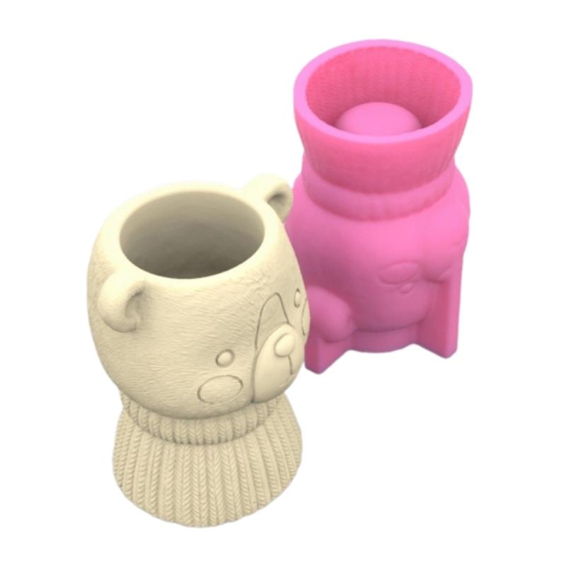 Бетонная силиконовая форма с изображением медведя, сочный цветочный горшок, глиняная цементная штукатурка, формы для домашнего сада, цветочные горшки, поделки