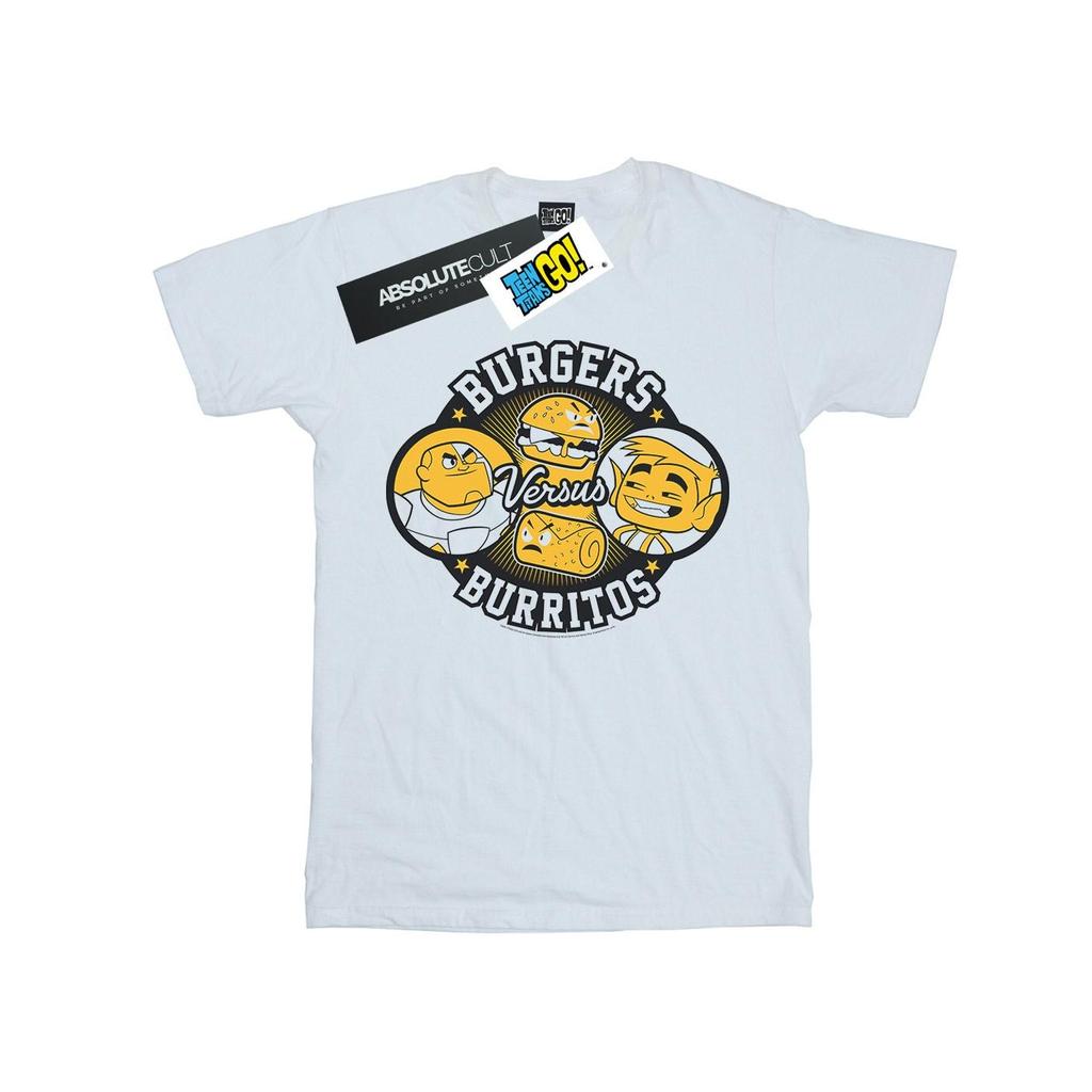 DC Comics Womens/Ladies Teen Titans Go Burgers Vs Burritos Cotton Boyfriend T-Shirt