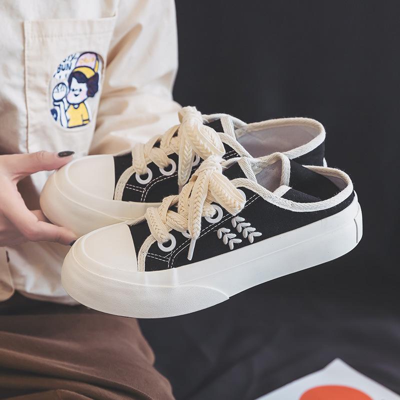 Весенние новые дышащие двухслойные парусиновые туфли для женщин, повседневные универсальные студенческие туфли на плоской подошве белого цвета для женщин