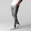 Мужские брюки с эластичной талией и пуговицами на молнии с карманами Slim Fit сплошного цвета мягкие