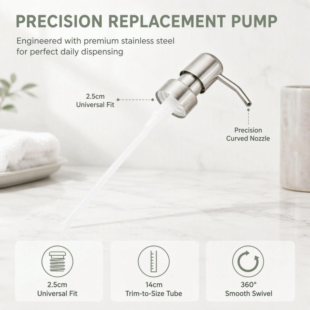 Rust Proof Pump Replacement Head Stainless Steel Soap Dispenser Pump  Bathroom Kitchen Use