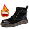 Модные мужские высококачественные рабочие ботинки, брендовые ковбойские сапоги с толстой подошвой, высокие нескользящие теплые повседневные ботинки, кожаные ботинки со шнуровкой и круглым носком