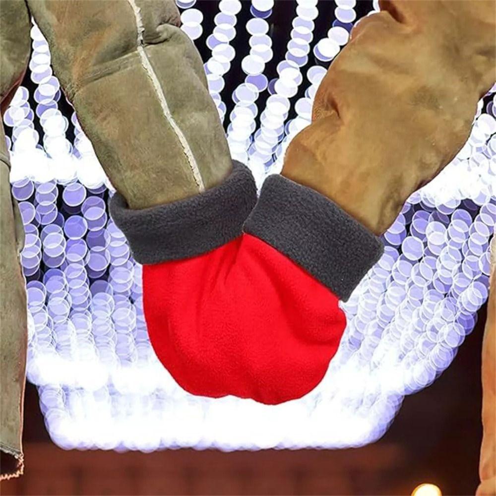 Polar Fleece Couple Gloves Snowflake Embroidery Warm Mittens Portable Holding Hands Gloves Winter