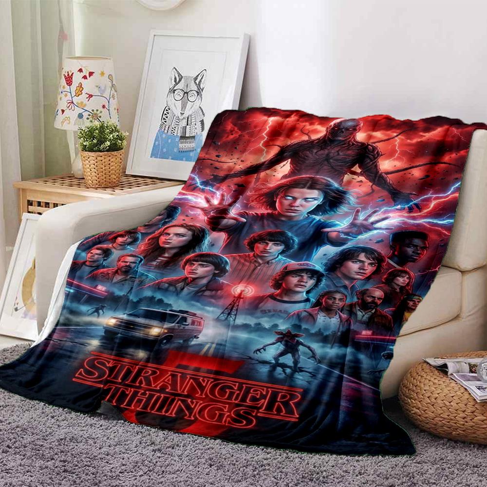 Stranger Print Flannel Blanket High Quality Warm Comfortable Cover for All Seasons Perfect for Gifts Home Decor