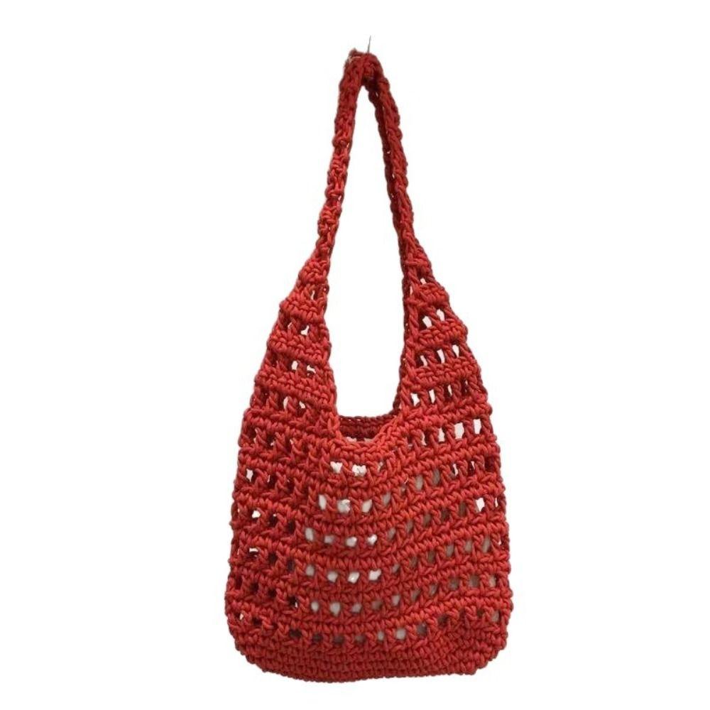 Korean Style Hollow Out Knitted Weave Bag Braided Beach Bag Sweet Crochet Tote Bag Ladies/Girls