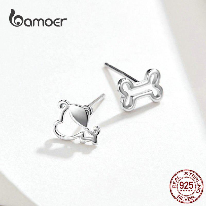 Серьги-гвоздики bamoer для девочек, стерлинговое серебро 925 пробы, кошачьи ушки, ювелирные изделия, бижутерия