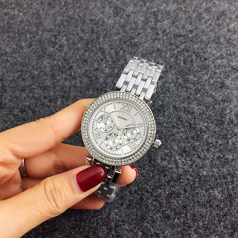 Новое поступление Contena Watch Модные женские женские кварцевые часы со стразами