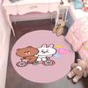 Popular Line Friends Pattern Circular Rug Kids Bedroom Flannel Carpet  Playroom Anti-Skid Floor Mat Decor