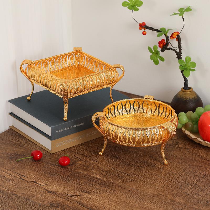 Европейская винтажная фруктовая тарелка Высококлассная круглая гостиничная стеклянная тарелка Многоярусная фруктовая корзина Креативная тарелка для торта Украшения