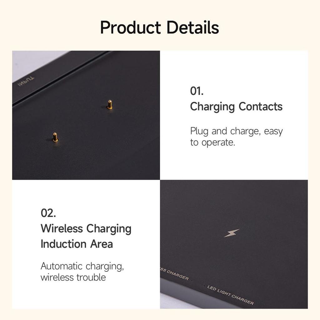 Беспроводное зарядное устройство, ночник, 3 цветовая температура с часами, беспроводная быстрая зарядка, прикроватный светильник для Iphone/Android