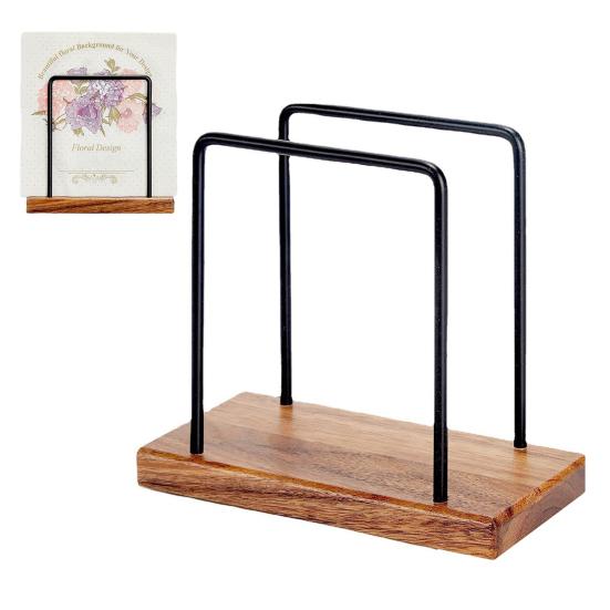 Napkin Holder Kitchen Table Metal Paper Napkin Storage Stand with Wooden Base Sturdy Tissue Holder Practical Dining Accessory