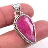 Red Ruby(Simulated) Gemstone Handmade 925 Sterling Silver Pendant 1.50" E0j37