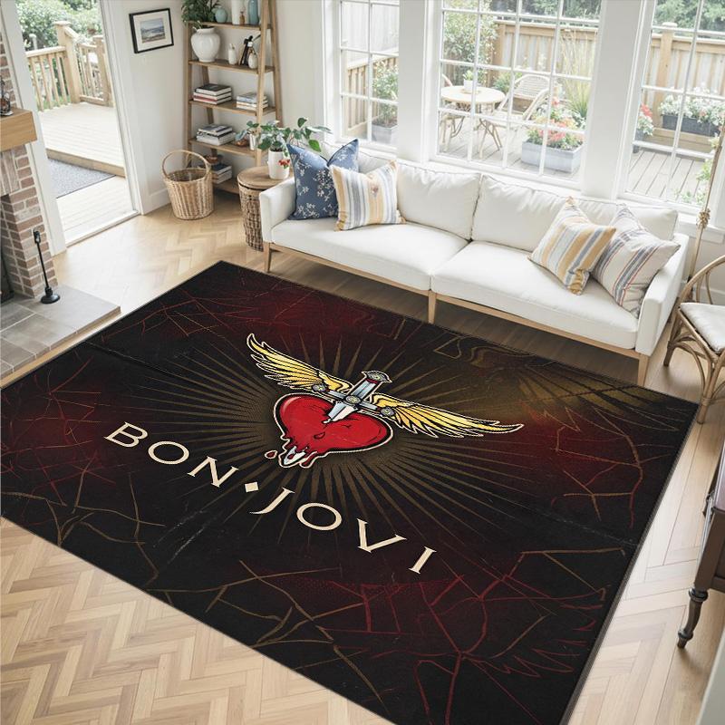 Bon Jovi Design Crystal Velvet Carpet Cozy Non?Slip Printed Rug For Bedroom Living Room Entrance