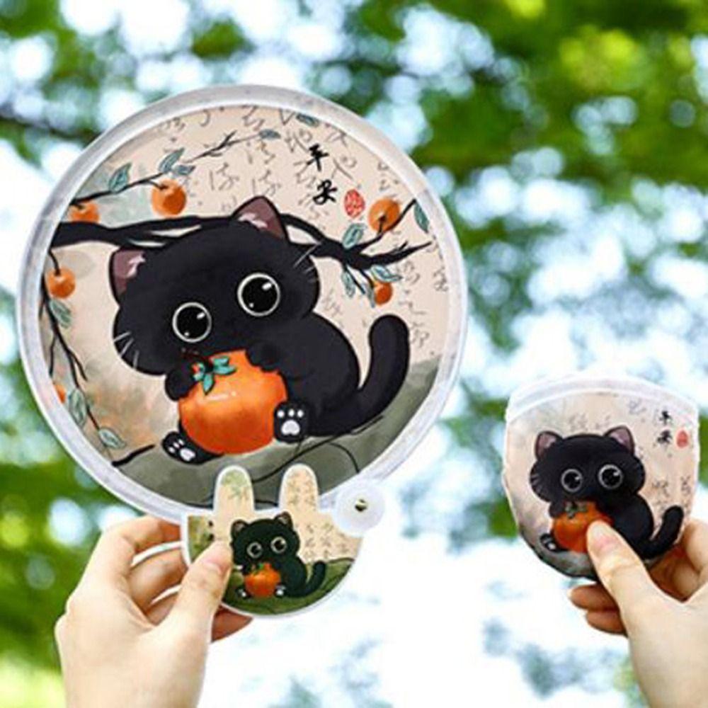 4Pcs Mini Round Pocket Fan Cartoon Reflective Panda Fan Creative Cool Fan for Summer