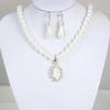 Water Drop Shape Pendant Beaded Necklace Earrings Bridal Jewelry Set