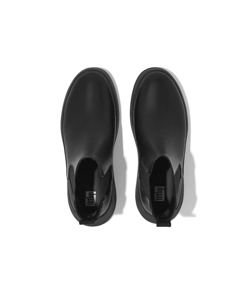 Fitflop [F-Mode] Women'S Leather Platform Chelsea Boots - All Black (Ft59K2B245)