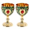 Vintage Wine Glass Zinc Alloy Elegant Decorative Retro Stemmed Glasses for Home Bar Party 2pcs Gold