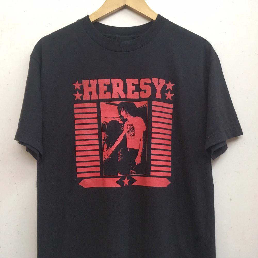 Vtg Heresy Band Gift For Fans Cotton Black S5XL Unisex T Shirt