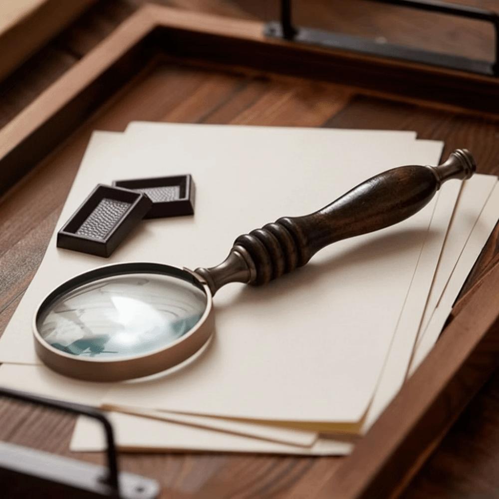 10X Reading Magnifying Glass Antique Metal Old Magnifying Loupe  For Crossword Puzzle
