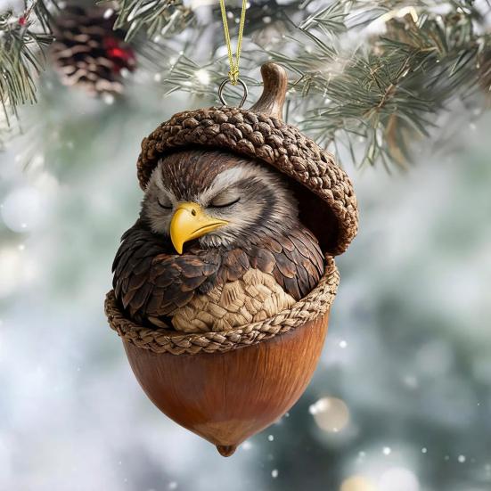 Лесные животные Желудь Подвесные украшения Акриловый декор для рождественской елки с дизайном Белки Кролика Пони 2D Плоские подвески для праздничных подарков