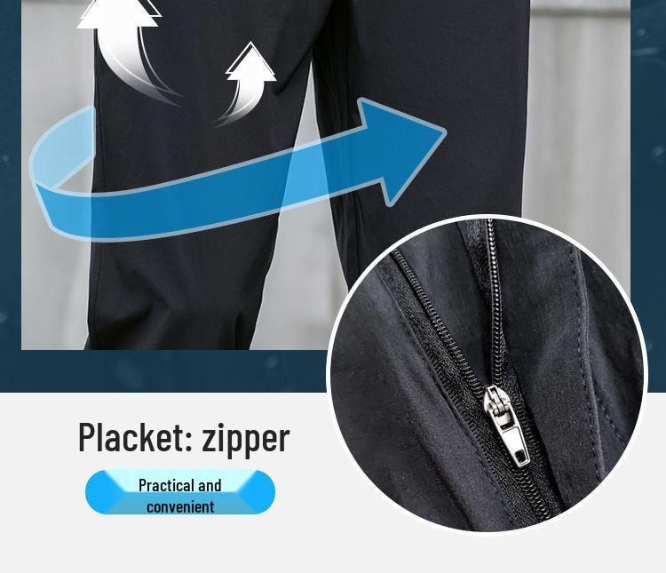 Men's Plus Size Quick-Dry Ice Silk Straight-Leg Pants for Summer Outdoor Work