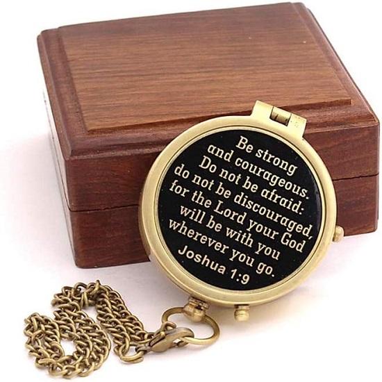 Solid Brass Directional Magnetic Compass Antique Nautical Vintage Quote Engraved, Baptism Gifts, Confirmation Gifts