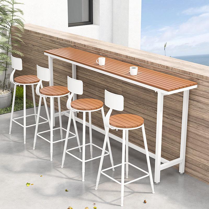 3m Outdoor Wood-Plastic Bar Table and Chairs for Coffee Shops & Seaside Milk Tea Shops