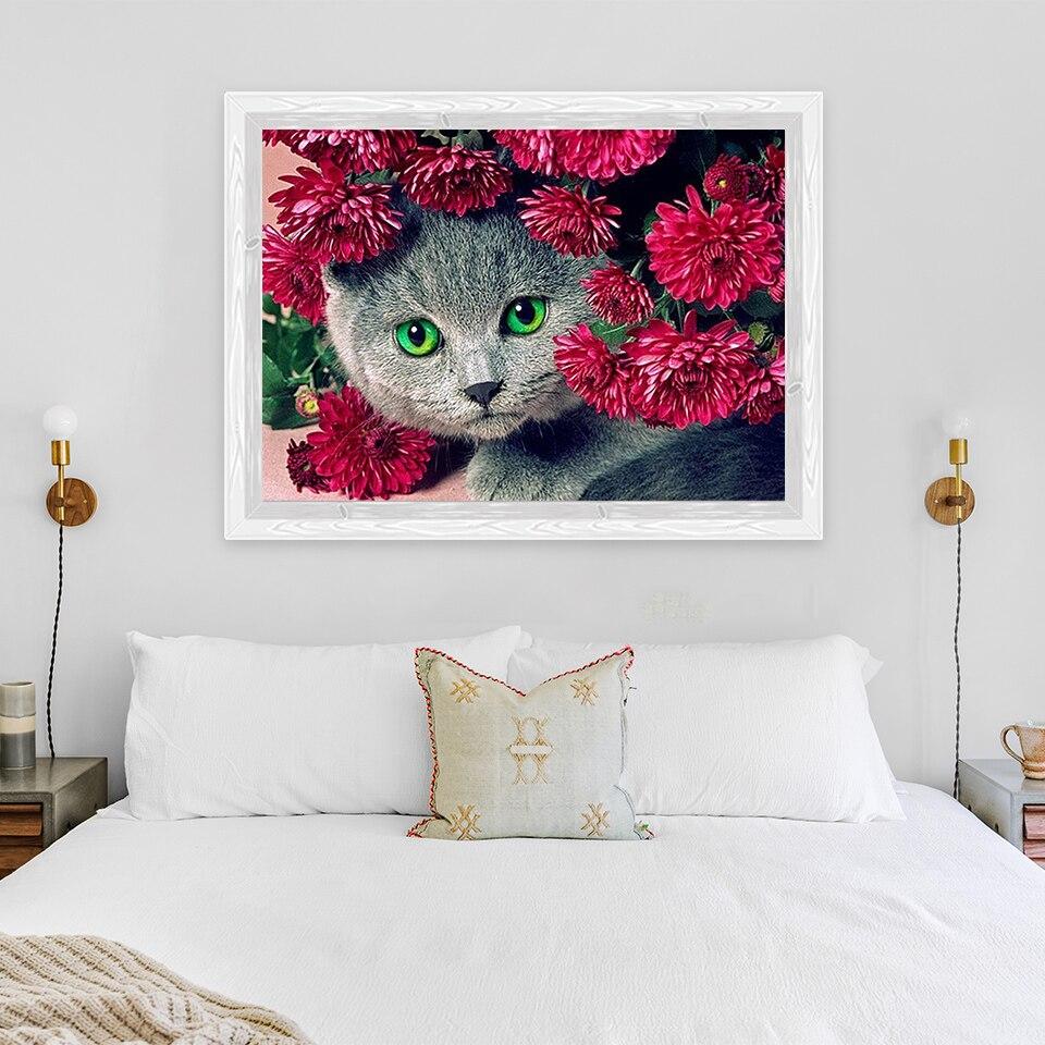 5D DIY алмазная живопись милый кот Алмазная вышивка животное вышивка крестиком полная круглая дрель ручной ремесла домашний декор подарок