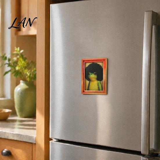 Decorative Cabinet Magnet Abstract Frog Refrigerator Magnet, Framed Hairstyle Fridge Magnetic Ornament Home Kitchen Office Decoration Party