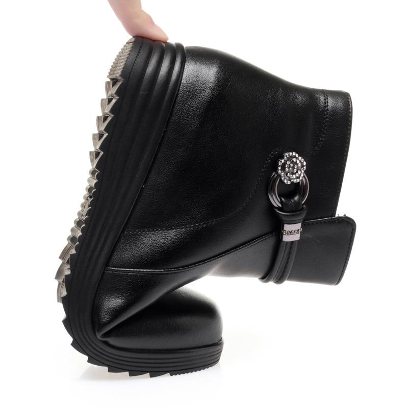 Зимние меховые интегрированные хлопковые туфли для мамы, бархатные, на плоской подошве, женские короткие ботинки, нескользящие шерстяные туфли, средний и пожилой возраст, большой размер, женская обувь