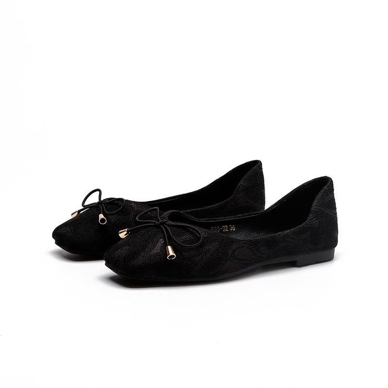 Модные Новые Весенние Балетки Женские Балетки с Бантом Женские 2024 Новые Квадратный Носок Мелкие Брендовые Туфли Слипоны Лоферы Zapatos De Mujer