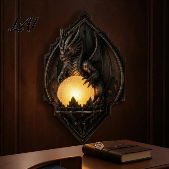 Fine Carved Wall Lamps for Bedroom Decor Vintage Crow on Branch Lamp Gothic Dragon Sconce Artistic Hand Office Living Room Bedroom Fantasy