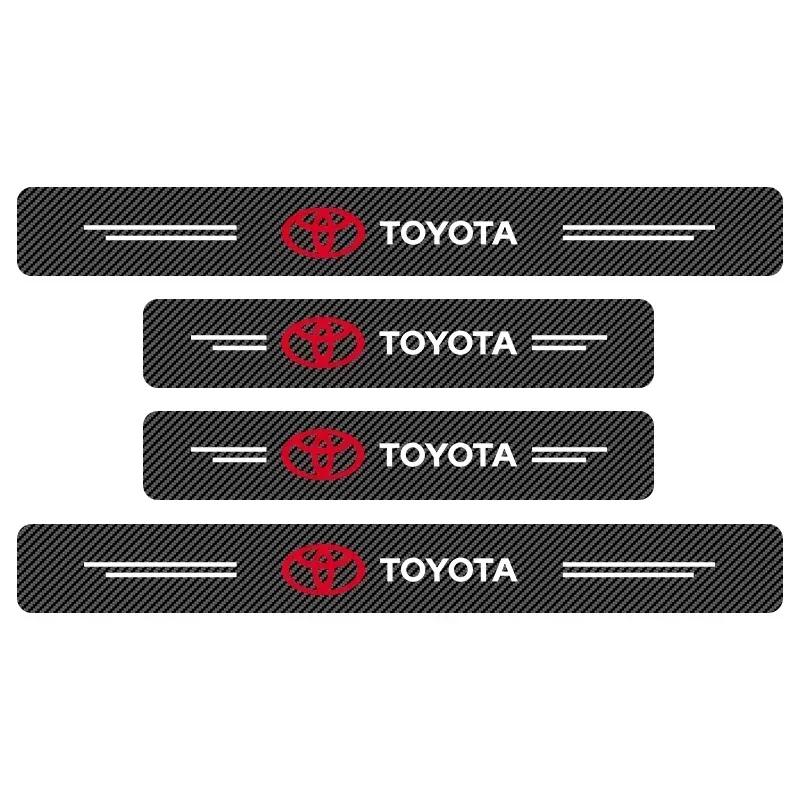 4 шт. Накладка на порог двери автомобиля из углеволокна Защитная наклейка для Toyota Yaris Corolla Avensis Aygo Vitz Vios Yaris Mark-X Mirai