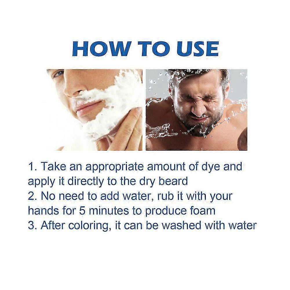 3pcs Beard Hair Color Dye Shampoo Natural Men Mustache Dying Black Darkening
