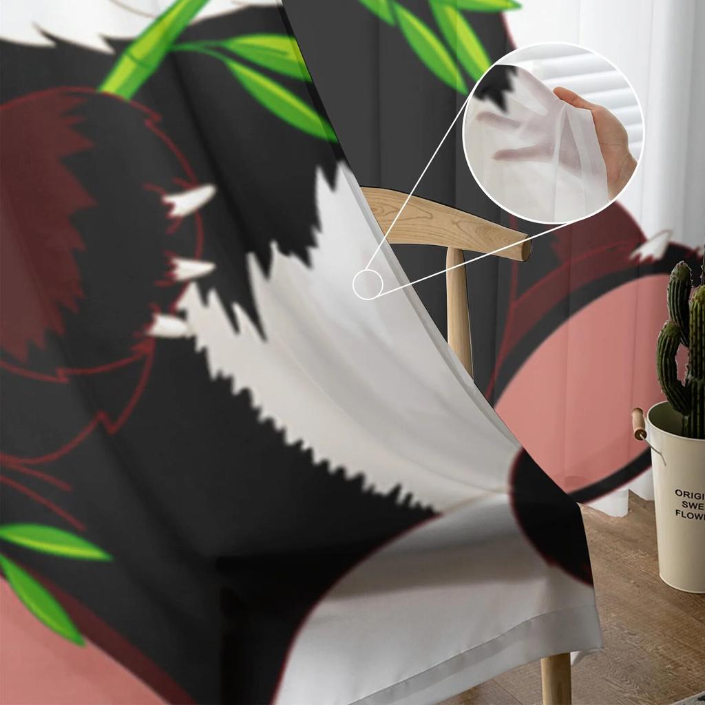 Милые бамбуковые прозрачные шторы с пандой для гостиной, тюлевые шторы для детской спальни, кухонные оконные шторы, панельные шторы